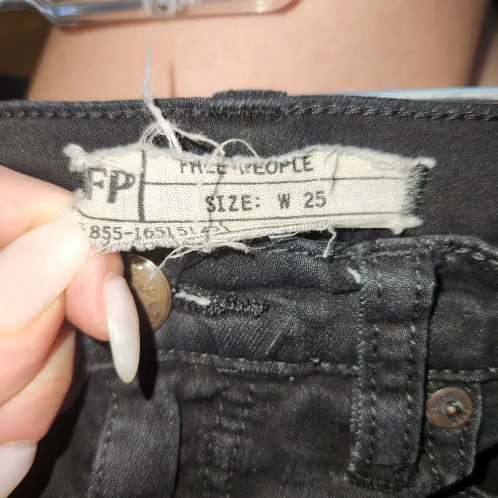 Vintage Free People‎ Black Skinny Jeans Sz 25